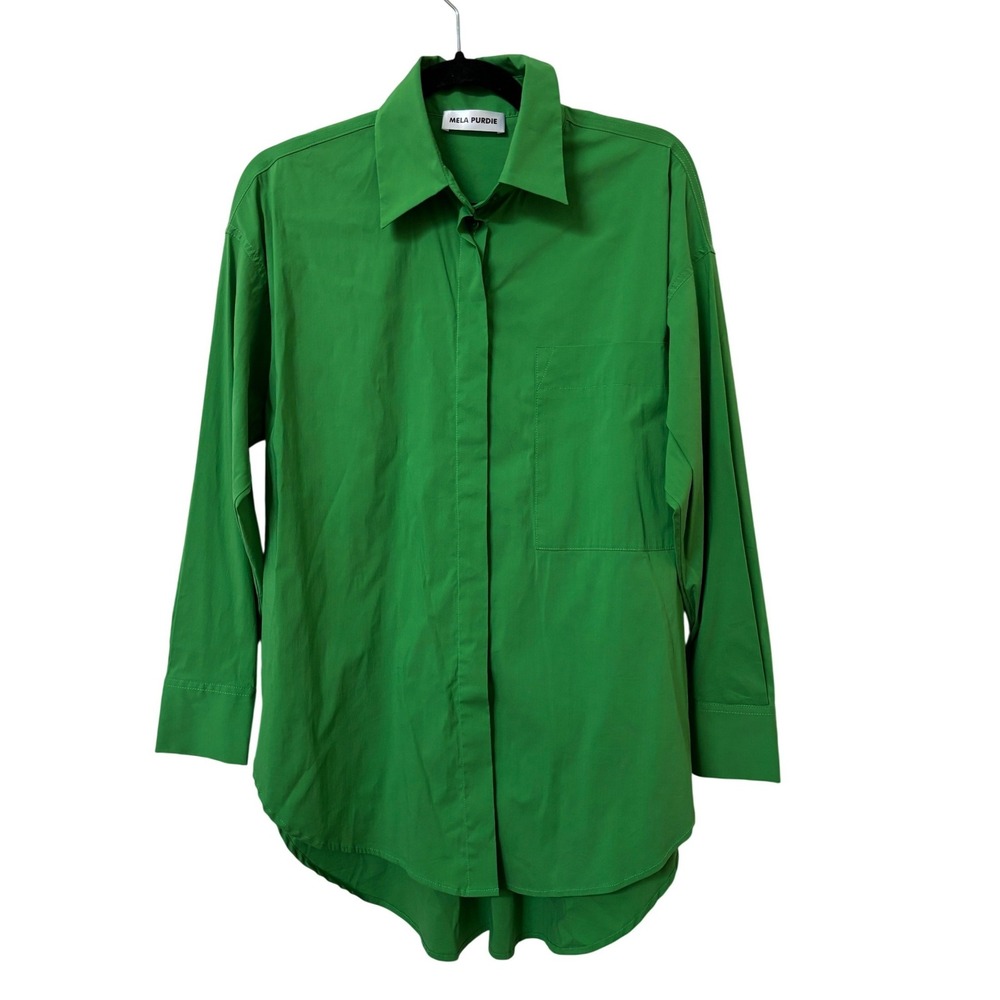 Mela Purdie Relaxed Pocket Shirt Leaf Green Cotton Blend